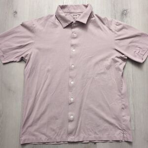 UNIQLO AIRism Shirt Mens size Medium pink Short Sleeve Button Shirt